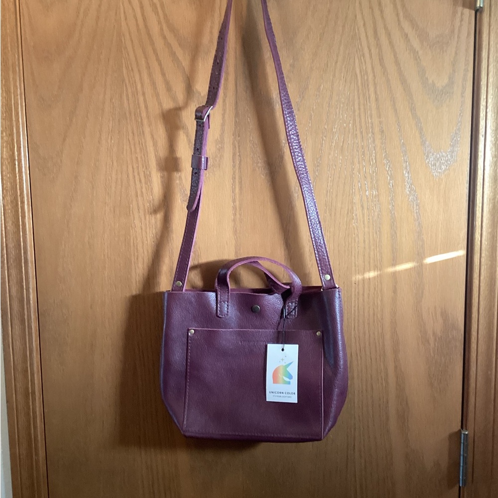 Portland Leather Unicorn mini crossbody tote